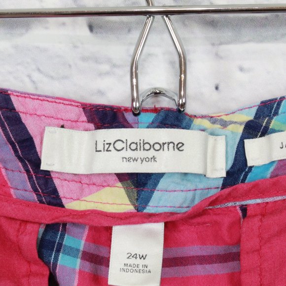 LIZ CLAIBORNE Pink Paid Jackie Fit Shorts Size 24 - Picture 8 of 12